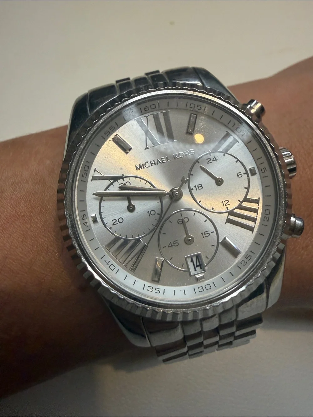 Michael Kors Silver-Tone Chronograph Lexington Watch | NWT